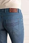 Stefano Ricci Straight-leg jeans in light blue denim with a signature leather patch - worn effect. 55% lyocell, 43% cotton, 2% elastane. Closure: button, zipper. Three side pockets, two back pockets. Country of origin: Italy. Care: specialized cleaning - photo 5
