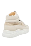 Women's beige sneakers with white laces and fur Doucal`s - contrasting sole, contrasting inserts. leather, textile. lacing. Country of origin: Italy. Care: specialized cleaning - photo 4