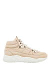 Doucal`s Beige leather sneakers for women - contrasting sole. leather. lacing. Country of manufacture: Italy. Care: specialized cleaning - photo 1