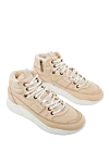 Doucal`s Beige leather sneakers for women - contrasting sole. leather. lacing. Country of manufacture: Italy. Care: specialized cleaning - photo 3