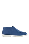 Cesare di Napoli Blue nubuck loafers for men - contrasting white sole. 100% nubuck. Insole: leather. Sole Height: Heel Height 2cm. Country of manufacture: Italy. Care: specialized cleaning - photo 1