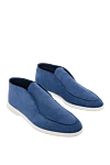 Cesare di Napoli Blue nubuck loafers for men - contrasting white sole. 100% nubuck. Insole: leather. Sole Height: Heel Height 2cm. Country of manufacture: Italy. Care: specialized cleaning - photo 3