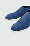 Cesare di Napoli Blue nubuck loafers for men - contrasting white sole. 100% nubuck. Insole: leather. Sole Height: Heel Height 2cm. Country of manufacture: Italy. Care: specialized cleaning - photo 5