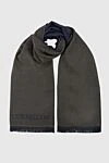 Corneliani Green wool scarf for men - pattern, logo. 100% wool. Country of origin: Italy. Care: specialized cleaning - photo 1