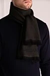 Green wool scarf for men Corneliani - pattern, logo. 100% wool. Country of origin: Italy. Care: specialized cleaning - photo 2