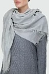 Gray scarf for women Peserico - tassels. 60% wool, 33% modal, 5% viscose, 2% polyester. Country of manufacture: Italy. Care: specialized cleaning - photo 2