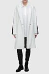 White women's fur coat Lorena Antoniazzi - stripes. 65% polyacrylic, 18% polyester, 15% cotton. Closure: buttons. two side pockets. Country of manufacture: Italy. Care: specialized cleaning - photo 2