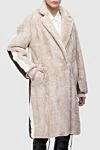 Lorena Antoniazzi Beige women's fur coat - 65% polyacrylic, 18% polyester, 15% cotton. Closure: buttons. two side pockets. Country of manufacture: Italy. Care: specialized cleaning - photo 3