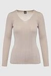 Lorena Antoniazzi Beige jumper for women - V-neck. 62% wool, 29% viscose, 9% polyester. Country of manufacture: Italy. Care: specialized cleaning - photo 1