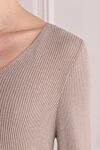 Lorena Antoniazzi Beige jumper for women - V-neck. 62% wool, 29% viscose, 9% polyester. Country of manufacture: Italy. Care: specialized cleaning - photo 5