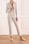 Beige women's trouser suit Lorena Antoniazzi - 61% wool, 35% viscose, 3% elastane. Closure: buttons. two side pockets. Country of manufacture: Italy. Care: specialized cleaning - photo 2