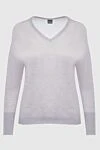 Lorena Antoniazzi Gray cashmere jumper for women - V-neck. 100% cashmere. Country of manufacture: Italy. Care: specialized cleaning - photo 1