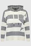 Lorena Antoniazzi Gray hoodie for women - stripe pattern. hood, drawstring closure. 80% cotton, 10% silk, 10% cashmere. Country of manufacture: Italy. Care: specialized cleaning - photo 1