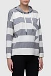 Lorena Antoniazzi Gray hoodie for women - stripe pattern. hood, drawstring closure. 80% cotton, 10% silk, 10% cashmere. Country of manufacture: Italy. Care: specialized cleaning - photo 3