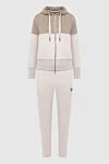 Lorena Antoniazzi Women's beige walking suit - contrasting inserts. 88% cotton, 7% cashmere, 5% elastane. Closure: drawstring, zipper. two side pockets. Hood: yes. Country of manufacture: Italy. Care: specialized cleaning - photo 1