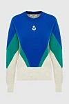 Isabel Marant Blue jumper for women - logo, contrasting inserts. 40% cotton, 28% polyamide, 17% wool, 14% viscose, 1% elastane. Country of origin: France. Care: specialized cleaning - photo 1