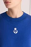 Isabel Marant Blue jumper for women - logo, contrasting inserts. 40% cotton, 28% polyamide, 17% wool, 14% viscose, 1% elastane. Country of origin: France. Care: specialized cleaning - photo 5