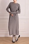 Gray cashmere dress for women Re Vera - belt, melange. 100% cashmere. Country of origin: Italy. Care: specialized cleaning - photo 2