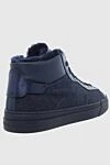 Blue leather sneakers for men Santoni - fur lining. 100% genuine leather. lacing. Country of origin: Italy. Care: specialized cleaning - photo 4