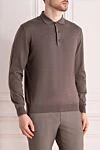 Cesare di Napoli Wool long sleeve polo brown for men - Long sleeve. 100% wool. Closure: Buttons. Country of manufacture: Italy. Care: specialized cleaning - photo 3