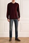 Wool jumper burgundy for men Cesare di Napoli - 100% wool. Country of manufacture: Italy. Care: specialized cleaning - photo 2