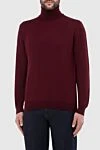 Cesare di Napoli Men's wool golf burgundy - High neck. 100% wool. Country of manufacture: Italy. Care: specialized cleaning - photo 3