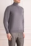 Cesare di Napoli Gray men's wool golf - High neck. 100% wool. Country of manufacture: Italy. Care: specialized cleaning - photo 3