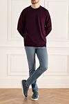 Wool jumper burgundy for men Cesare di Napoli - 100% wool. Country of manufacture: Italy. Care: specialized cleaning - photo 2