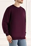 Cesare di Napoli Wool jumper burgundy for men - 100% wool. Country of manufacture: Italy. Care: specialized cleaning - photo 3