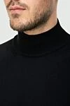 Cesare di Napoli Black wool stand-up jumper for men - High collar stand. 100% wool. Country of origin: Italy. Care: specialized cleaning - photo 5