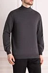 Cesare di Napoli Men's jumper with a high stand-up collar made of wool, gray - High collar stand. 100% wool. Country of manufacture: Italy. Care: specialized cleaning - photo 3