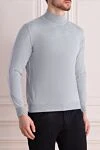 Cesare di Napoli Men's jumper with a high stand-up collar made of wool, gray - High collar stand. 100% wool. Country of manufacture: Italy. Care: specialized cleaning - photo 3