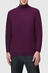 Cesare di Napoli Men's jumper with a high stand-up collar, burgundy wool - High collar stand. 100% wool. Country of manufacture: Italy. Care: specialized cleaning - photo 3