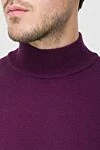 Cesare di Napoli Men's jumper with a high stand-up collar, burgundy wool - High collar stand. 100% wool. Country of manufacture: Italy. Care: specialized cleaning - photo 5