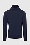 Cesare di Napoli Men's jumper with a high stand-up collar made of wool, blue - High collar stand. 100% wool. Country of manufacture: Italy. Care: specialized cleaning - photo 1