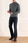 Men's jumper with a high stand-up collar made of wool, gray Cesare di Napoli - High collar stand. 100% wool. Country of manufacture: Italy. Care: specialized cleaning - photo 2