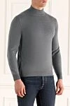 Cesare di Napoli Men's jumper with a high stand-up collar made of wool, gray - High collar stand. 100% wool. Country of manufacture: Italy. Care: specialized cleaning - photo 3