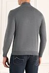 Men's jumper with a high stand-up collar made of wool, gray Cesare di Napoli - High collar stand. 100% wool. Country of manufacture: Italy. Care: specialized cleaning - photo 4