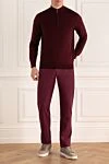 Troyer wool burgundy for men Cesare di Napoli - 100% wool. Closure: Zipper. Country of manufacture: Italy. Care: specialized cleaning - photo 2