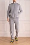 Gray men's wool sports suit Cesare di Napoli - Textured pattern. 100% wool. Closure: Drawstring, zipper. Four side pockets. Country of manufacture: Italy. Care: specialized cleaning - photo 2