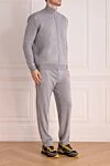 Cesare di Napoli Gray men's wool sports suit - Textured pattern. 100% wool. Closure: Drawstring, zipper. Four side pockets. Country of manufacture: Italy. Care: specialized cleaning - photo 3