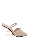 Fendi Sandals beige for women - Golden plated. 100% Genuine Leather. Installation: Genuine Leather. Buckle. Heel height: 8.5 cm. Country of manufacture: Italy. Care: specialized cleaning - photo 1