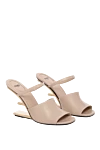 Fendi Sandals beige for women - Golden plated. 100% Genuine Leather. Installation: Genuine Leather. Buckle. Heel height: 8.5 cm. Country of manufacture: Italy. Care: specialized cleaning - photo 3