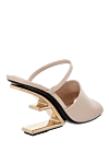 Sandals beige for women Fendi - Golden plated. 100% Genuine Leather. Installation: Genuine Leather. Buckle. Heel height: 8.5 cm. Country of manufacture: Italy. Care: specialized cleaning - photo 4