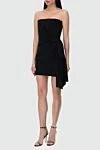 Saint Laurent Платье черное женское - скрытая молния. сборка ткани, вставки шелка. 53% ацетат, 47% вискоза. Страна производитель: Франция. Уход: специализированная чистка - фото 3