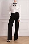 Брюки женские черные из шерсти Saint Laurent - два кармана. 100% шерсть. молния. Страна производитель: Франция. Уход: специализированная чистка - фото 2