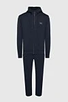 Dolce & Gabbana Men's cotton sports suit, blue - Patch with brand logo, stripes. Hood. 100% cotton. Closure: Drawstring, zipper. Four side pockets. Country of manufacture: Italy. Care: specialized cleaning - photo 1