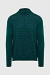 Cesare di Napoli Men's jumper with a high stand-up collar made of wool green - High collar stand. 100% wool. Country of manufacture: Italy. Care: specialized cleaning - photo 1