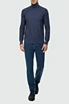 Men's blue wool golf Cesare di Napoli - High neck. 100% wool. Country of manufacture: Italy. Care: specialized cleaning - photo 2