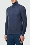 Cesare di Napoli Men's blue wool golf - High neck. 100% wool. Country of manufacture: Italy. Care: specialized cleaning - photo 3